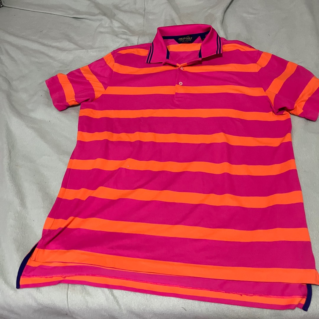 Pink Striped Leopard Men's Golf Shirts