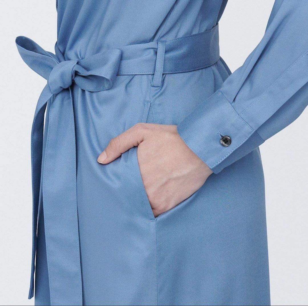 muji long sleeve dress Women's Easy-Dry Broadcloth Pullover Dress