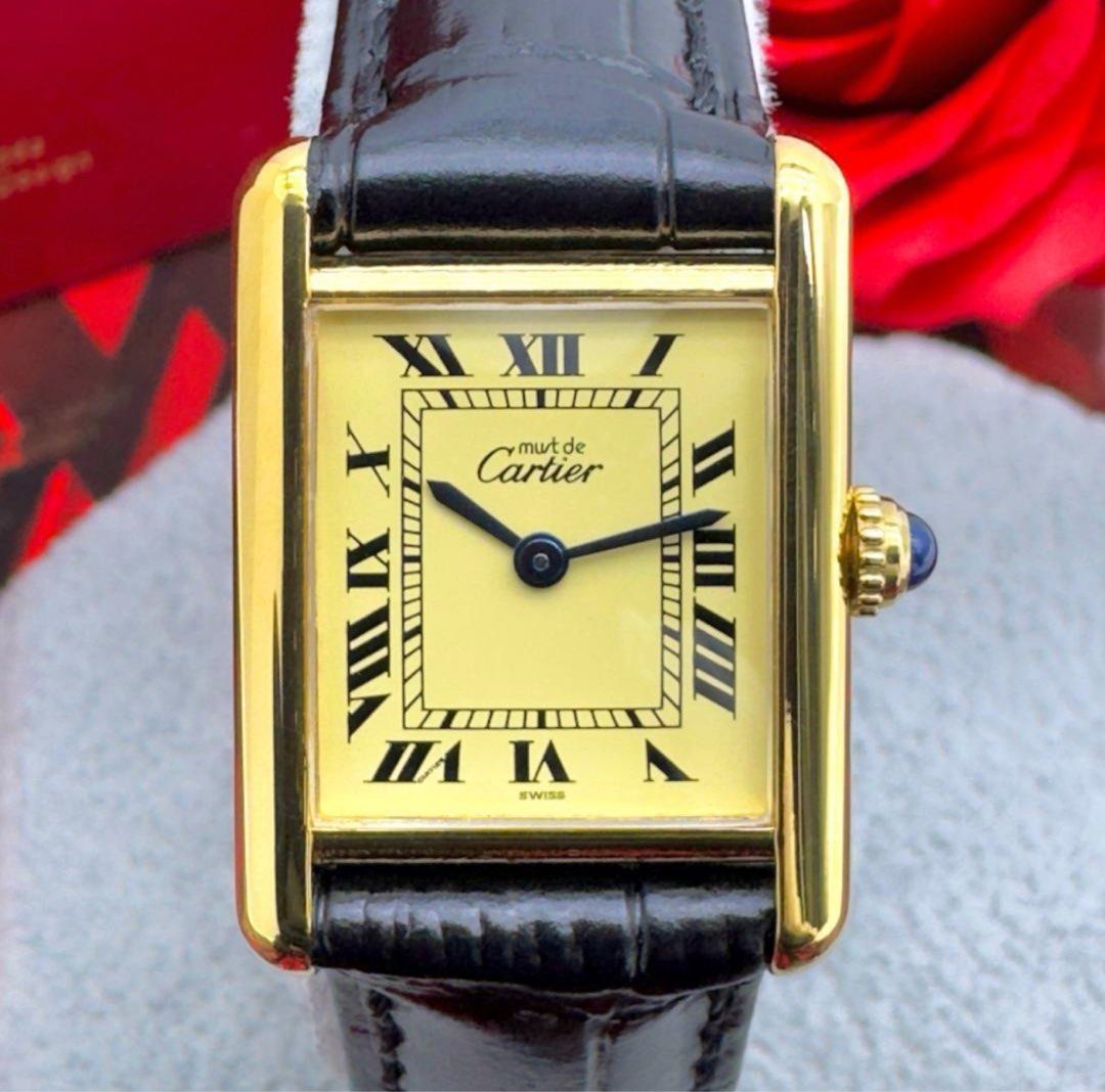Must de Cartier (Category: Luxury Watches) located in Baliuag. Submitted by youlovewatches (Listing ID 1358977803, Image 1). Description: Cartier Vermeil Must Tank Small 135,000 php Condition - 8/10 ( gold-plated front part has been polished to a new specification ) - No noticeable scratches or stains on the dial - New glass and belt replaced Case size (excluding crown): 20.5 mm Strap width: 15 Dial: Ivory dial Material: 18k GP case Set with: Ori
