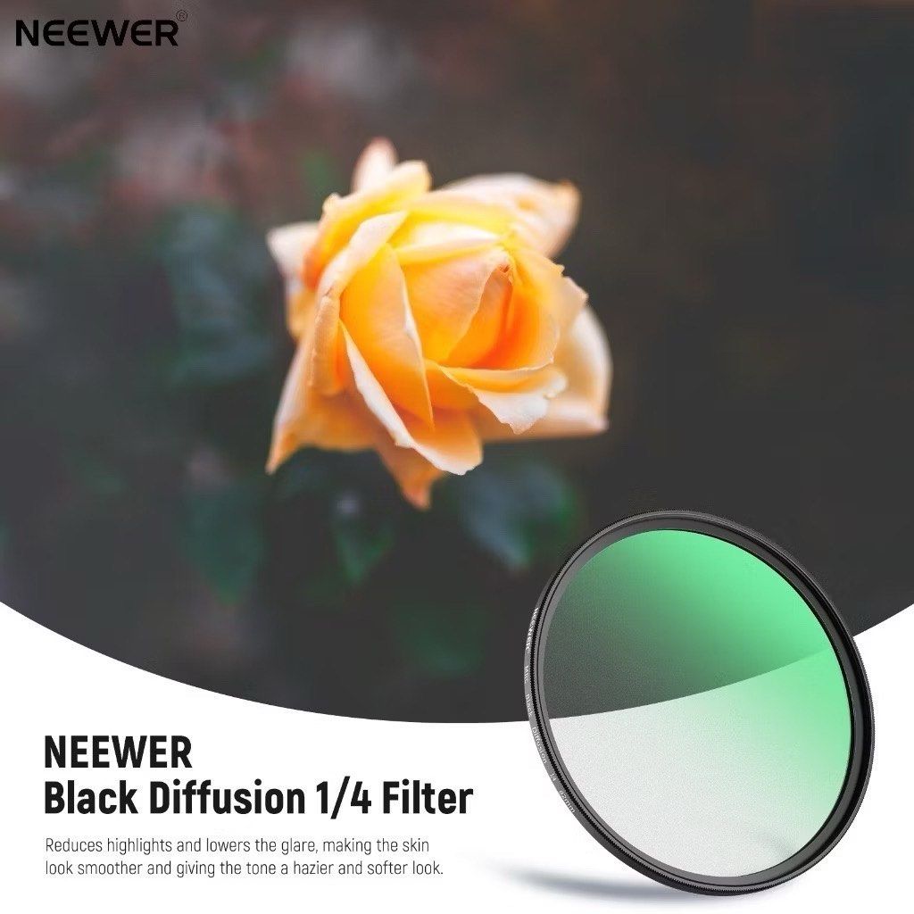 NEEWER 43mmBlack Diffusion 1/4 Filter Mist Dreamy Cinematic Effect Filter (Category: Other Photography Accessories) located in Pasig City. Submitted by mr.arc (Listing ID 1358943580, Image 3). Description: NEEWER 43mm Black Diffusion 1/4 Filter Mist Dreamy Cinematic Effect Filter Ultra Slim Water Repellent Scratch Resistant HD Optical Glass Sealed, Brand New Gcash or Bank Transfer Shipping within Metro Manila c/o buyer.