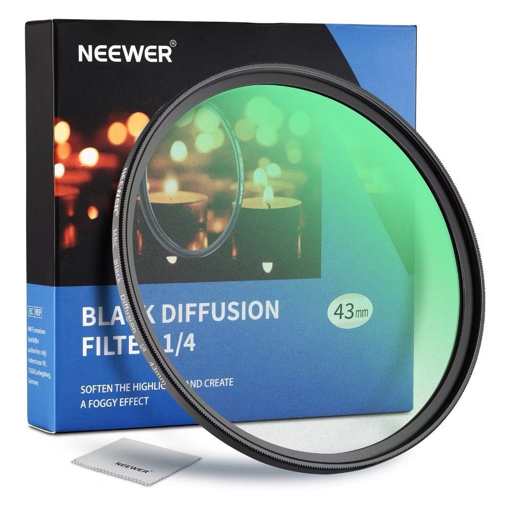 NEEWER 43mmBlack Diffusion 1/4 Filter Mist Dreamy Cinematic Effect Filter (Category: Other Photography Accessories) located in Pasig City. Submitted by mr.arc (Listing ID 1358943580, Image 2). Description: NEEWER 43mm Black Diffusion 1/4 Filter Mist Dreamy Cinematic Effect Filter Ultra Slim Water Repellent Scratch Resistant HD Optical Glass Sealed, Brand New Gcash or Bank Transfer Shipping within Metro Manila c/o buyer.
