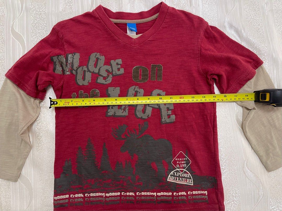 Red Long Sleeves Shirt (Category: Babies & Kids Fashion) located in Paranaque City. Submitted by AnZStorecellent (Listing ID 1358933074, Image 2). Description: Size measurement on photo Tag size is 8 yrs old.
