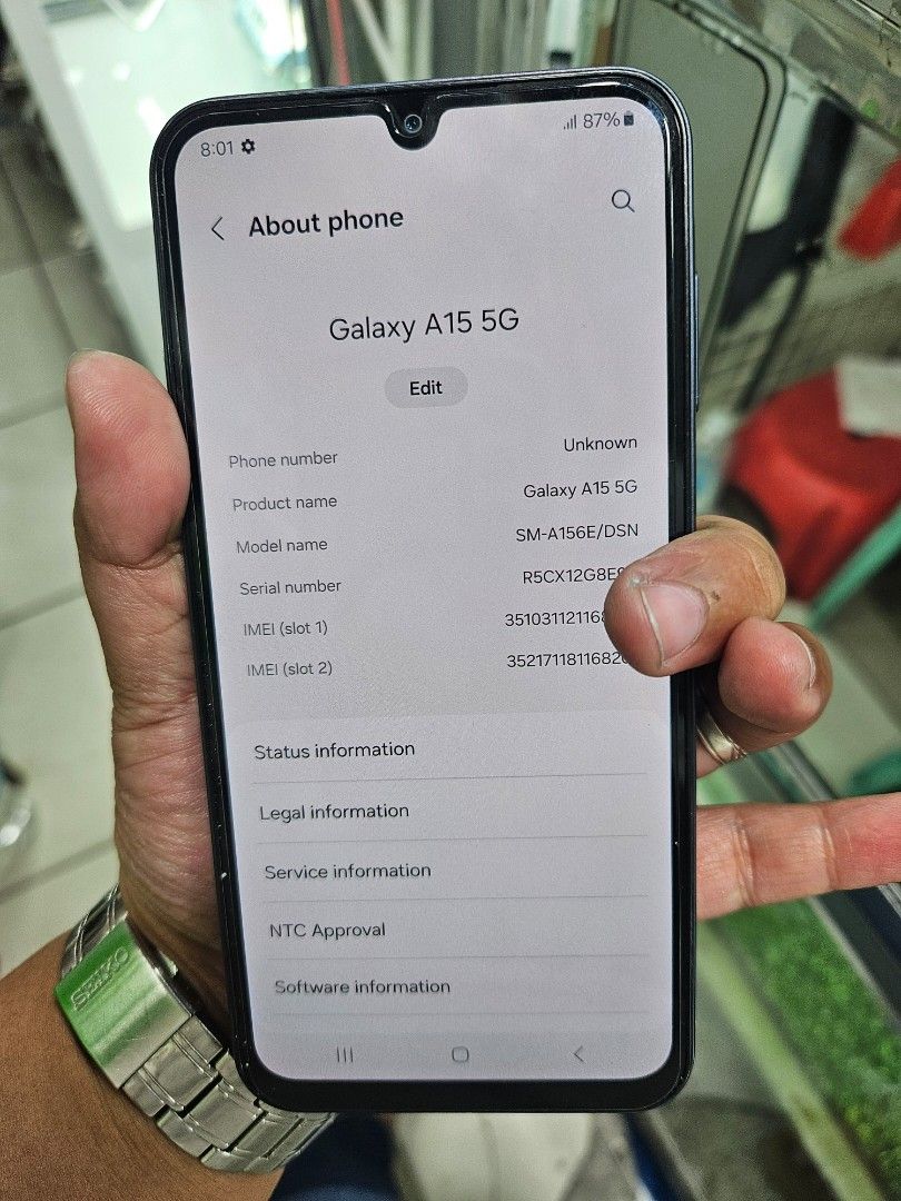 Samsung A15 5G 4/128 (Category: Samsung) located in Manila. Submitted by lucky.charm.gadgets (Listing ID 1359051099, Image 2). Description: Samsung A15 5G 4/128 NTC APPROVED NO REPAIR HISTORY NO HIDDEN ISSUE GOOD FOR GAMING TEST TO SAWA BAGO BAYARAN MAGBASA KA MUNA BAGO KA MAG REACT ! Buy at your own risk 😊 For fast transaction call/text 09279452049,09704549350 *PAG COD SAMIN ANG PERSONAL RIDER Required po yung Payment First sa shipping !if our 