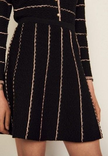 Sandro Cloqué Mini Skirt A-line (Category: Skirts) located in Siniloan. Submitted by pmim_ (Listing ID 1358951620, Image 2). Description: bought on this app too rfs cut does not suit my frame size 3 on tag buyer covers shipping costs.