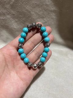 💎官方認證商戶💎Superb  Chrome hearts 克羅心925銀  綠松石銀珠十字架手鍊  Turquoise Silver Beads Cross Bracelet64246019656835110