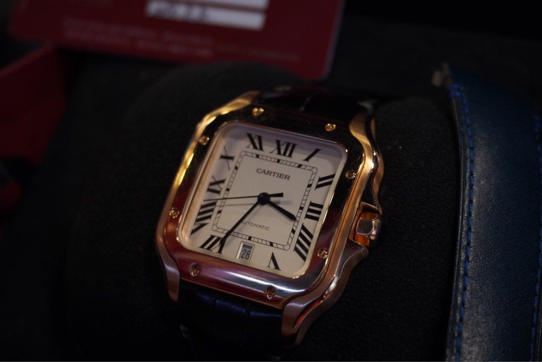 2018 Cartier Santos Rosegold LARGE (Category: Luxury Watches) located in Manila. Submitted by tborillo (Listing ID 1345480475, Image 1). Description: Cartier Santos de Cartier Large 39.8mm Solid Rose Gold 2018 Complete box and papers Trades accepted Selling below SRP 880k Neg Call or Txt 09178308120.