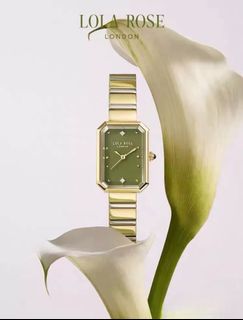 原裝正貨 Lola Rose羅拉玫瑰 腕錶 石英機芯 精鋼錶帶 25.4mm 綠色錶盤 女錶 簡約時尚潮流女生防水小方糖手錶64211550771331110