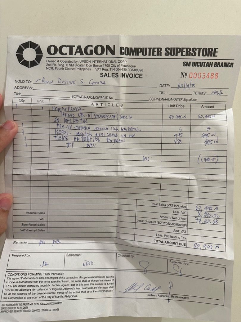 Brand new lenovo laptop (Category: Laptops & Notebooks) located in Caloocan City. Submitted by kevindusti04114 (Listing ID 1359240898, Image 3). Description: Hello. Brand new laptop bought March 19, 2025 at SM Bicutan. Reason for selling: I bouggr this laptop on the date mentioned above. However, my gf also bought another laptop simultaneously on the same date and when I got home, i got two of the same kind of laptop.. Hence, I am selling this ab
