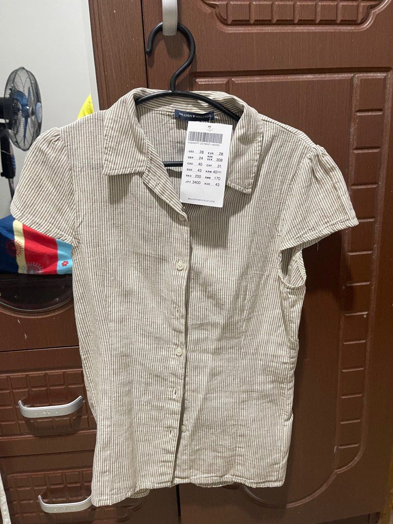 Brandy Melville Rue Stripe Top (Category: Blouses) located in Caloocan City. Submitted by jusmmmm (Listing ID 1359217804, Image 2). Description: light brown & white stripes got it from japan pasabuy selling with the same price i got it tags already detached - only worn outside once last price.