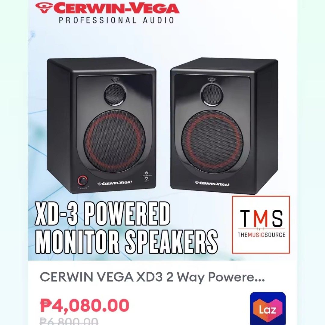CERWIN VEGA XD3 (Category: Soundbars, Speakers & Amplifiers) located in Paranaque City. Submitted by hizonrj_g (Listing ID 1359294861, Image 1). Description: *affiliate link below👇mailing & delivery CERWIN VEGA XD3 Features: Magnetically shielded, 3″ woofer | 3/4″ tweeter, 15 watts per channel amp with built-in crossover https://vb.me/d597d8 #CopperedG #pppMGh #CerwinVega.
