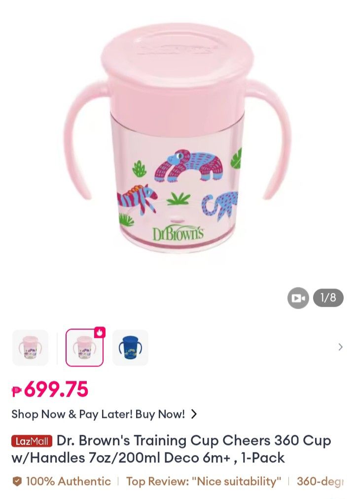 dr.brown's Training Cups (Category: Weaning & Toddler Feeding) located in Navotas City. Submitted by roxieclzb (Listing ID 1359151391, Image 3). Description: Dr.Brown's training insulated straw cup 10 oz/300ml for 12+ months and Dr.Brown's cheers 360 cup with handle 7 oz/200ml for 6+ months original prices posted. Issues: erased na ung designs due to usage with minor scratches no straw included for health purposes you can buy online Naman I'll se