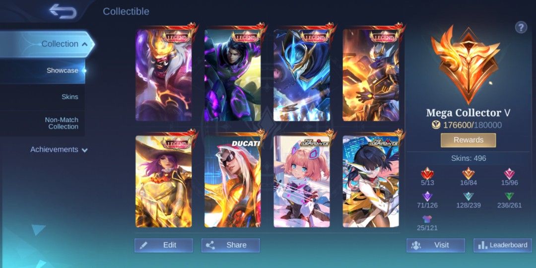 MLBB Account Mega Collector V (Category: Game Gift Cards & Accounts) located in Quezon City. Submitted by 06natsudragneel (Listing ID 1359146988, Image 1). Description: Selling MLBB Account 495 skins in total 5 Legend Skins Max Emblems Have All Heroes All Heroes Have Skins Negotiable Mode of Payment - Bank Transfer Rebindable PM for more info.