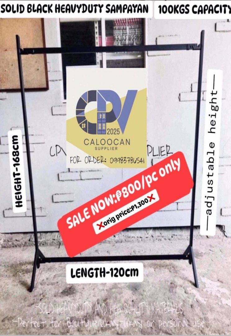 SINGLE BAR HEAVYDUTY METAL DISPLAY CLOTHES RACK (Category: Other Home Decor) located in Caloocan City. Submitted by shelvingstoreandmore (Listing ID 1359251987, Image 3). Description: SINGLE BAR DISPLAY SOLID METAL CLOTHES RACK/FOR LONG DRESS AND GOWNS WAREHOUSE SALE‼️ SINGLE BAR HEAVYDUTY CLOTHES RACK -GUARANTEED BRANDNEW -FRESH FROM WAREHOUSE -BEST FOR LONG DRESS/GOWNS -SOLID HEAVYDUTY-130KGS CAPACITY COLORS AVAILABLE: -GOLD AND BLACK SIZE: WID