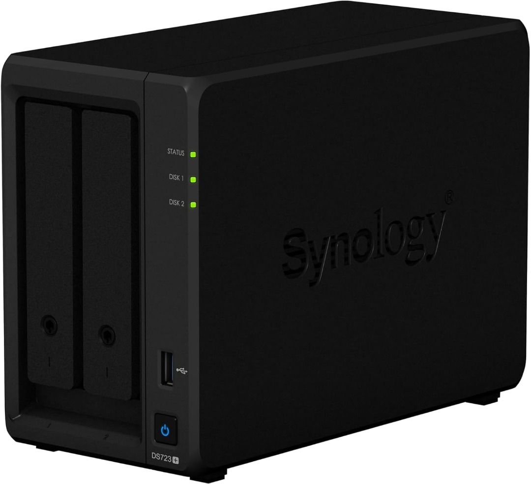 Synology DiskStation DS723+ 2 Bay NAS Enclosure (Category: Computer Parts) located in San Juan City. Submitted by princessshyph (Listing ID 1359147798, Image 2). Description: The Synology DS723+ is a 2-bay compact and flexible NAS solution that can be adjusted and expanded as your needs change, with optional support for up to seven drives, faster networking, and NVMe SSDs for caching or additional storage pools. Powered by Synology DiskStation Ma