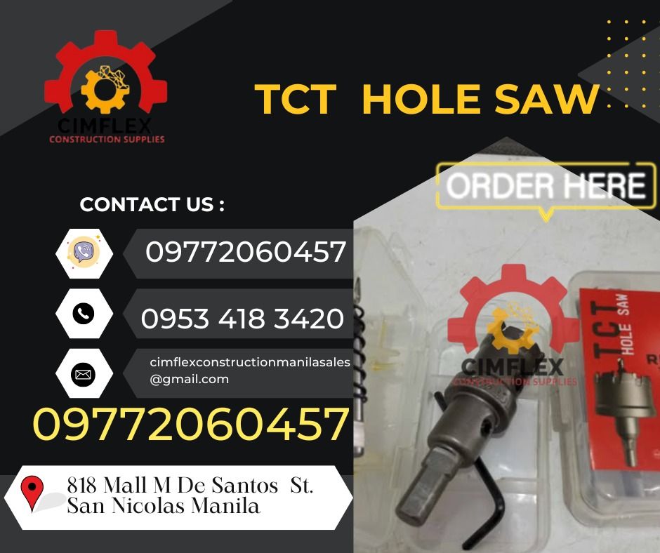tct hole saw 19mm (Category: Construction Tools & Equipment) located in Manila. Submitted by cimflexcon63754 (Listing ID 1359153658, Image 1). Description: tct hole saw 19mm = = Available here at Cimflex Construction Supplies. Call or Message us to order! Details on the bio 👆 #cimflexcosntructionsupplies #cimflexconstruction #cimflex #hardware #constructiontools #hardwaretools #industrialtools #binondo # LOOK FOR ANN vber : 0977 206 0457 call : 