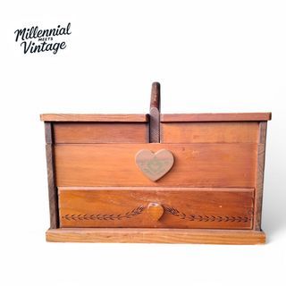 Vintage solid wood sewing box first aid box jewelry box organizer  keepsake box