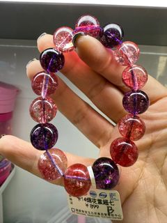 天然水晶爆閃煙花紫超七14mm手串64225028908035110