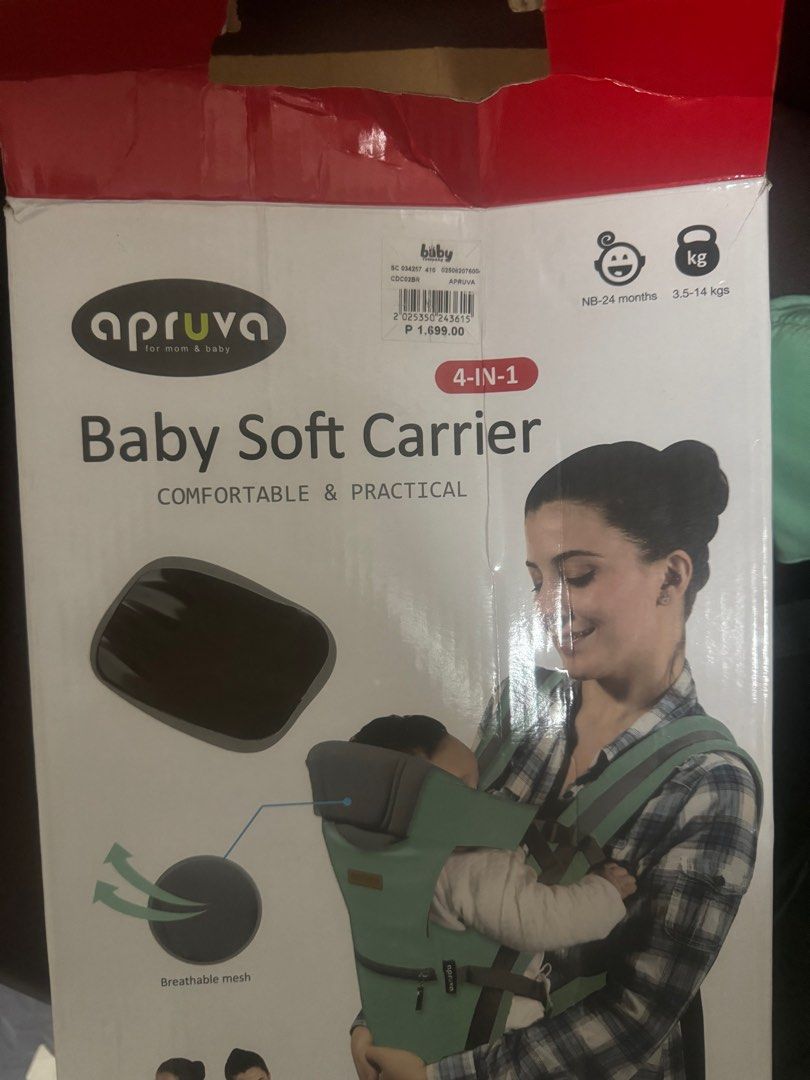 Apruva baby carrier (Category: Carriers & Slings) located in Makati City. Submitted by 86jan (Listing ID 1355917952, Image 2). Description: Super like new as in! Once lang nagamit kasi ayaw ni baby. Tinanggal ko lng yung tag. .