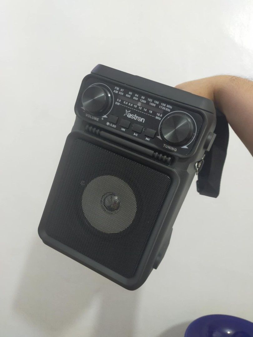 Aston Solar/Rechargeable/Bluetooth/Radio/ Speaker (Category: Portable Audio Accessories) located in Pasay City. Submitted by bettergrey (Listing ID 1356032837, Image 2). Description: Aston Solar/Rechargeable battery/Bluetooth/Radio/ Speaker. all in one. pwedeng gamitin while charging, using Android Micro USB. may rechargeable battery. solar charging Bluetooth speaker flashing and flood light.