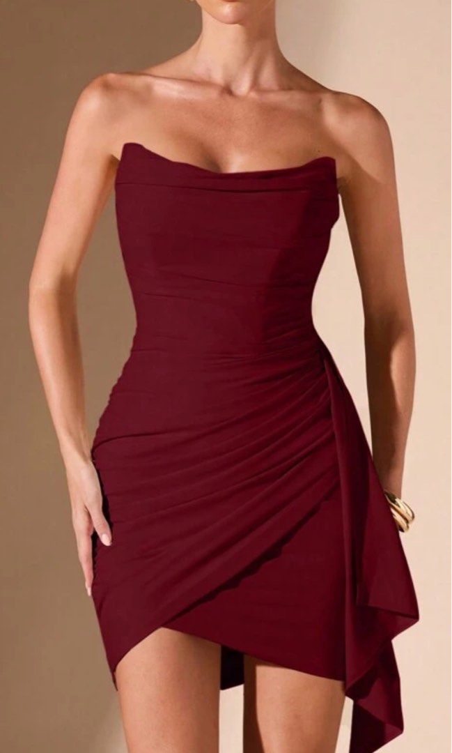 2381 Burgundy Bell Sleeve Bodycon Dress