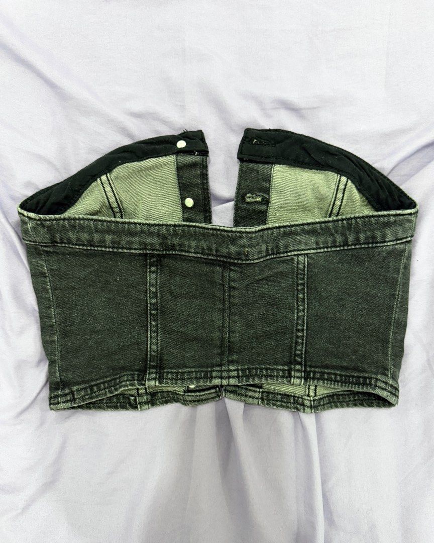 Denim Tube Bustier Top from H&M (Category: Sleeveless) located in Manila. Submitted by nicolerm (Listing ID 1355950122, Image 3). Description: Used twice — for a concert, and for a shoot. Selling because it doesn’t fit me anymore. Bought from the H&M app for 899 PHP. Got noticed by Enhypen’s Sunghoon in this top for Fate in NCC! 🤩.