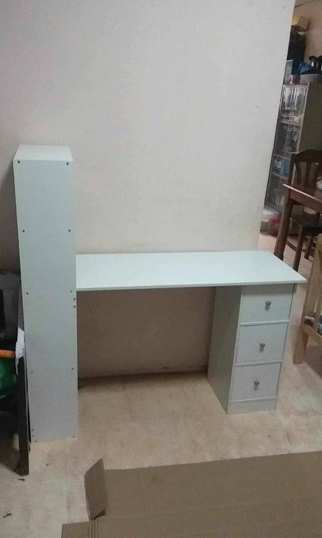 H COMPUTER TABLE with Shelves and Drawer (Category: Tables & Sets) located in Manila. Submitted by redonline (Listing ID 1355857764, Image 2). Description: H COMPUTER TABLE with Shelves and Drawer ₱1650 120cm All Wood ON HAND BRAND NEW Accept Gcash payment/COD Same day delivery + Delivery Fee.