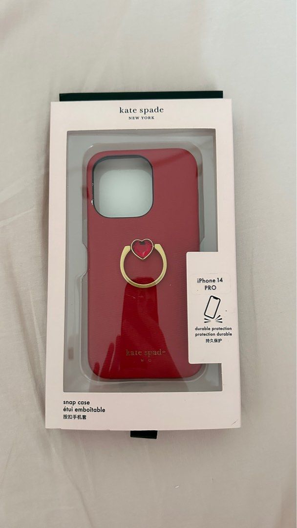 Kate spade Red iphone case (Category: Cases & Sleeves) located in Manila. Submitted by _thethriftedit (Listing ID 1355861561, Image 1). Description: -original price (3450 pesos) - Iphone 14 pro - bought this in greenbelt - Still has the box and used a few times .