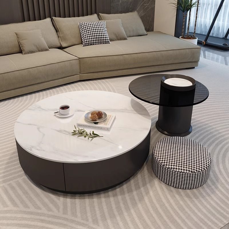 Modern Rock Slab Round Coffee Table, Furniture & Home Living, Furniture ...