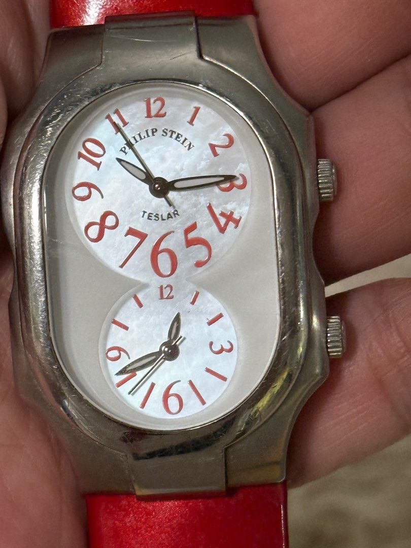 Phillip stein watch (Category: Women's Watches) located in Manila. Submitted by rlights13 (Listing ID 1355896540, Image 1). Description: Philip stein watch Large face for women Limited edition mother of pearl face Only 200 pcs were sold Still original strap but worn out Watch still nice and working can be buffed RFS TOO MANY WATCHES.