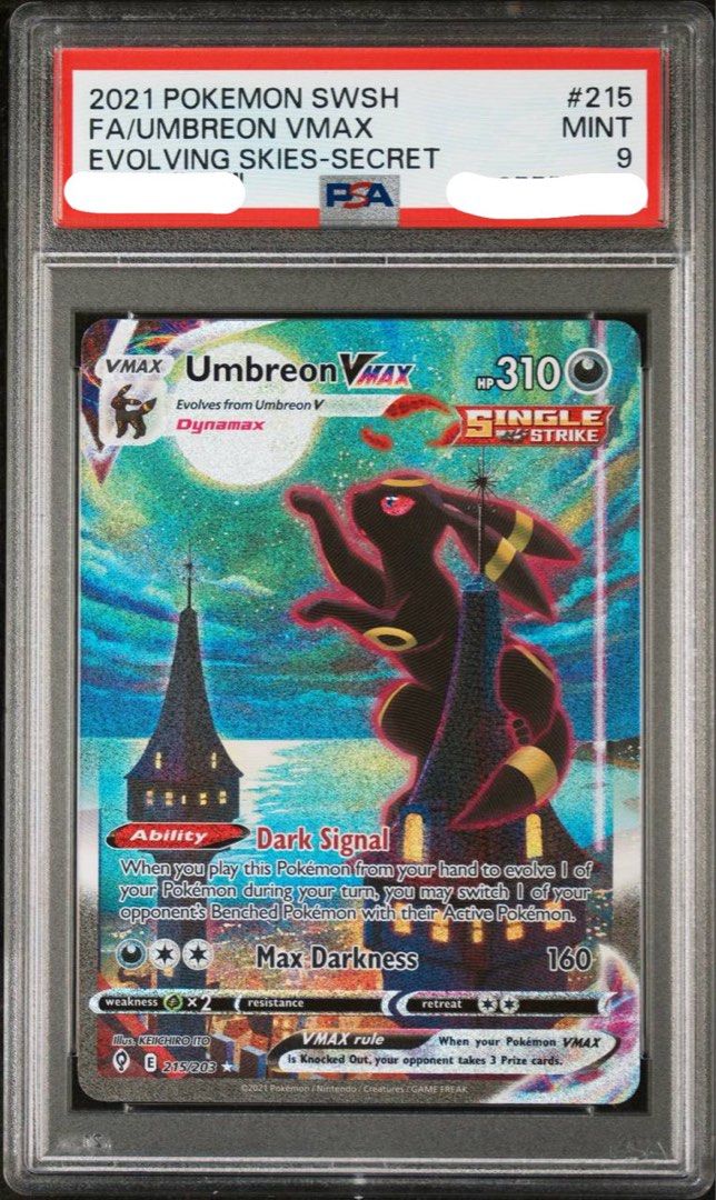 Pokemon Umbreon VMAX 215 203 Alt Art Moonbreon Evolving Skies PSA 9 pokemon-umbreon-vmax-215-203-alt-art-moonbreon-evolving-skies-psa-9