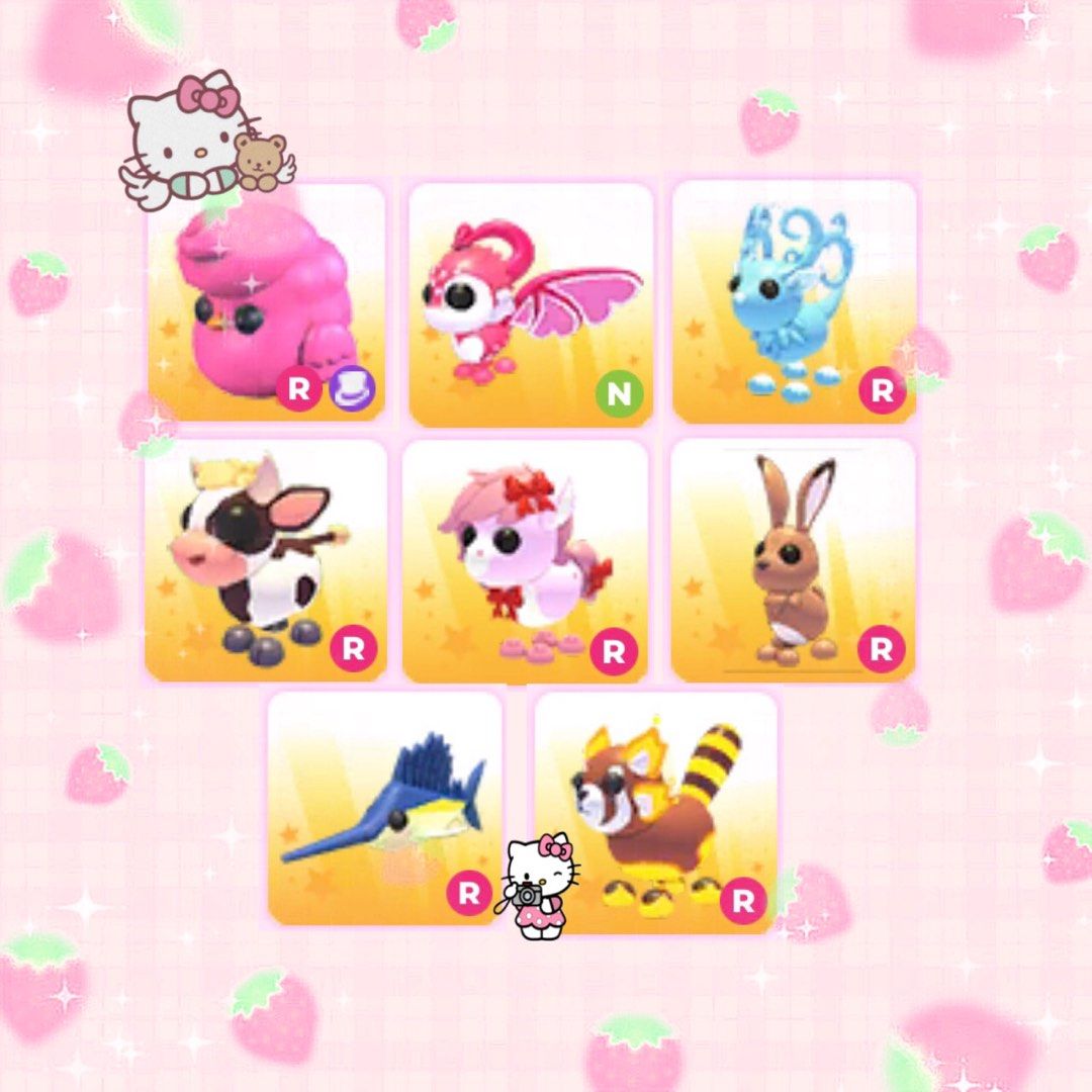Roblox Adopt Me Pets |Candyfloss Chick, Cupid Dragon, Fleur De Ice, Pretty  Pony, Swordfish, Toasty Red Panda, Cowcalf, Hare|, Video Gaming, Video Game  Consoles, Others on Carousell