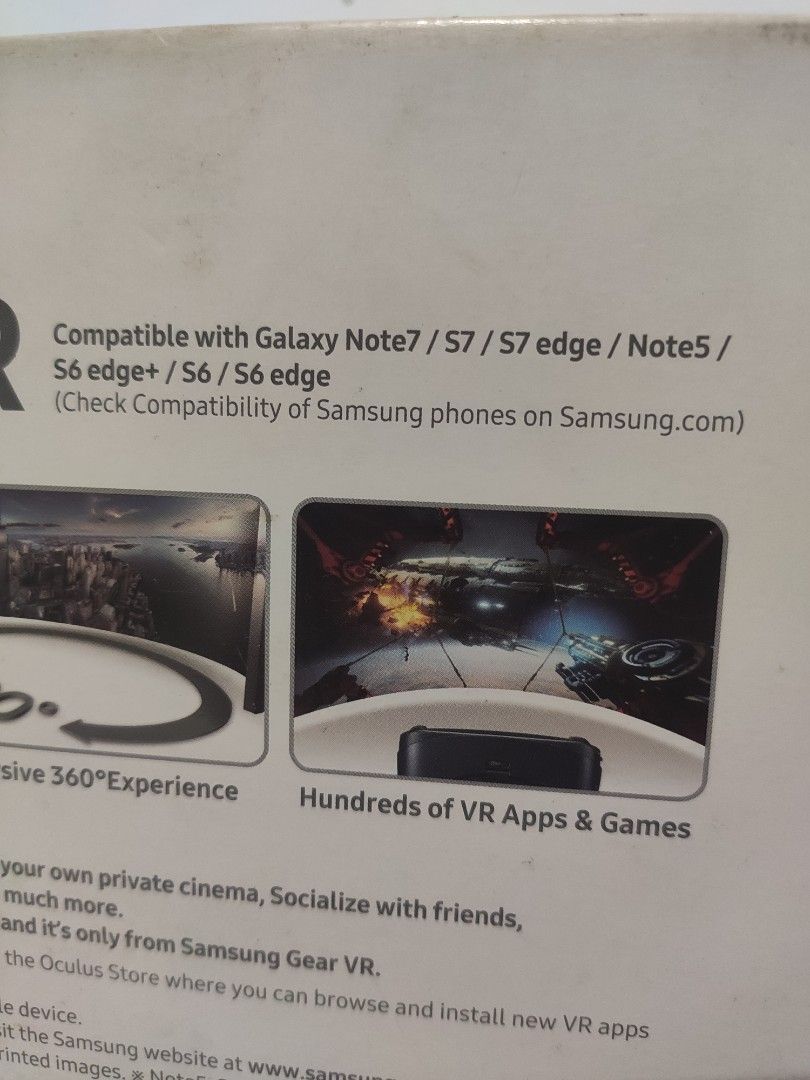 Samsung Gear VR (Category: Other Mobile & Gadget Accessories) located in Pasig City. Submitted by rengokushana (Listing ID 1355848441, Image 3). Description: For Sale: Samsung Gear VR Complete with Box Compatible with Galaxy Note7 / S7 / S7 edge / Note5 / S6 edge+ / S6 / S6 edge LAST PRICE POSTED NO WARRANTY Pickup at Eastbank Pasig.