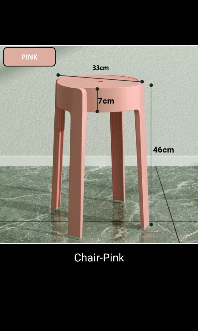 Stackable Chairs (Category: Chairs) located in Singapore. Submitted by yuemoon1 (Listing ID 1355892574, Image 2). Description: Self collection at my block. 4 pink 2 light blue 2 dark blue $7 each All at $50.