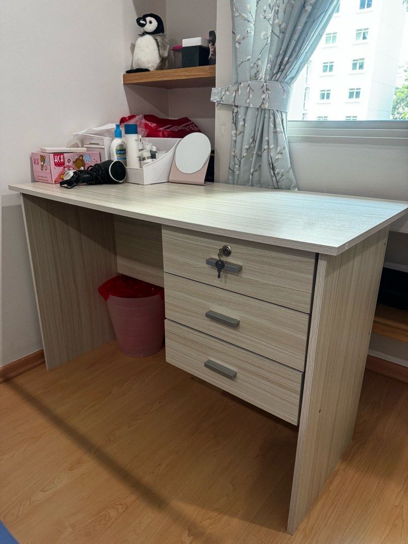 Study Table (Category: Tables & Sets) located in Singapore. Submitted by patricialpn (Listing ID 1355921065, Image 1). Description: 115 * 56 ( width ) * 74 ( height ) Fuss free buyer Arrange own transport Item at Punggol Very well maintain, hardly use. And very clean...
