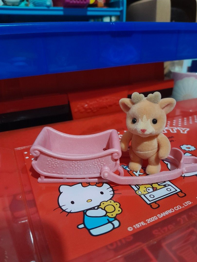 Sylvanian Families Calico Critters Reindeer Toddler and Sleigh (Category: Figurines & Statues) located in Angeles City. Submitted by trustsuki (Listing ID 1355910058, Image 1). Description: ꒰ wts lfb ph ꒱ crossposted‼️rush‼️ Sylvanian Families Reindeer and Sleigh 350 + lsf ೀ onhand ೀ brandnew x impatient x sensi mop: gcash mod: j&t.