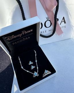 ☆ PANDORA CINDERELLA CATRIAGE COLLIER NECKLACE/ STUD EARRINGS AND RING SET☆