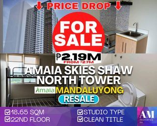 Amaia Skies Shaw North Tower studio type condo unit for sale clean title in Mandaluyong