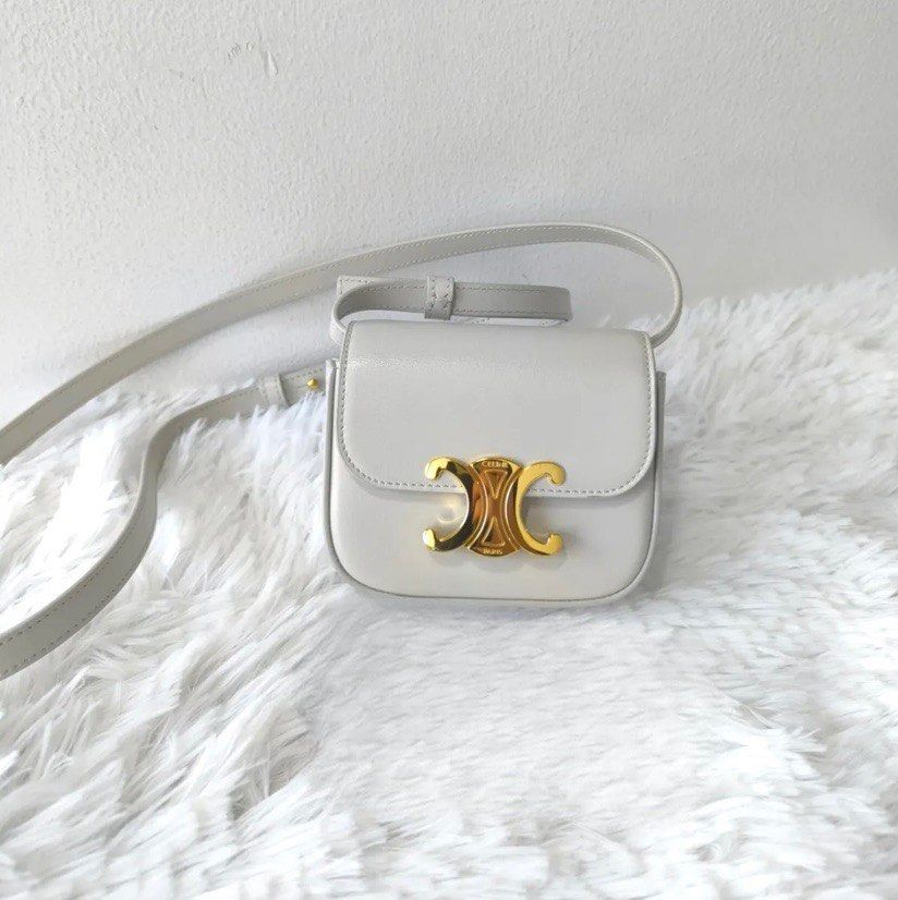 Authentic Celine Triomphe Mini Sling Messenger Bag Mens Womens (Category: Luxury Bags & Wallets) located in Pasig City. Submitted by bestluxurybuys (Listing ID 1359415458, Image 3). Description: Authentic Celine Triomphe Mini Sling Messenger Bag Mens Womens Dm or Vber O92755II747.