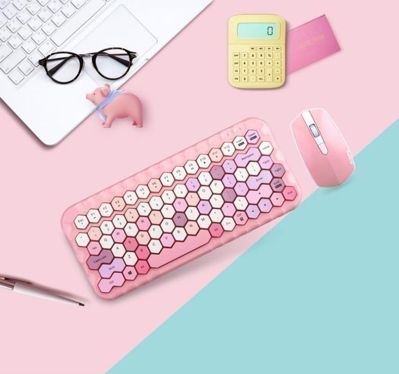 Bamboo Wireless Keyboard and Mouse Set (Category: Computer Keyboard) located in Singapore. Submitted by Margaret.shopping (Listing ID 1359332300, Image 2). Description: Bamboo Wireless Keyboard and Mouse Set Color: Blue, Green, Pink Brand: Mofii Model: Honey Distance: 10m Frequency: 2.4G Measurements: 331x148x29mm (keyboard), 110x62x30mm (mouse) Button quantity: 83 keys Weight: Approx 550g *Comes in cute pastel colors *Mini size keyboard and mous