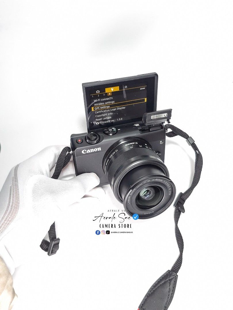 Canon EOS M10 + 15-45mm Lens (Category: Cameras) located in Baguio. Submitted by aeralecamerastore (Listing ID 1359405632, Image 2). Description: Canon EOS M10 + 15-45mm Lens [ Alternative For Canon G7x Mark II ] ✨️ P 21,500 No issues Smooth 99% ( very presentable parin amg unit ) Good Condition Makinis pa * may minor vigenette sa screen doesn't affect performance* Actual Photo Posted 📷 Inclusions : 📦 What's Included Canon EOS M10 + 15-45mm Len