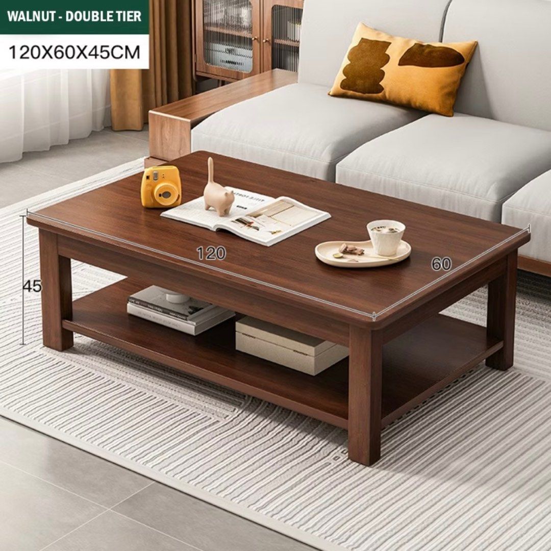 Double Layer Coffee Table | Solid Wooden Coffee Table Furniture ...
