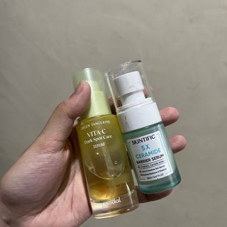 Goodal Green Tangerine Vita C Dark Spot Care Serum 40ml [Vitamin C] & [SKINTIFIC] 5X Ceramide Skin Barrier Repair Serum Scientific Power Repairing Essence Facial Skin Serum Set Bundle