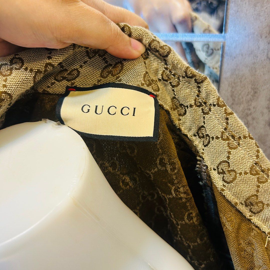 Gucci Monogram Denim Jacket (Category: Luxury Apparel) located in Baguio. Submitted by luxecycleph (Listing ID 1359342384, Image 3). Description: READ BEFORE OFFER SIZE: 17.5 x 24 Small CONDITION: Excellent SHOP RULES * payment first (thru gcash only) * pay today, ship the next day (thru j&t) * manage your expectations (items are secondhand & thrifted) * return & refund are only accepted for valid reasons * no bogus buyers- just tell the seller i