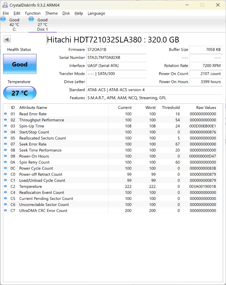 Hitachi HDT721032SLA380 : 320.0 GB 3.5 hdd, Computers & Tech, Parts ...