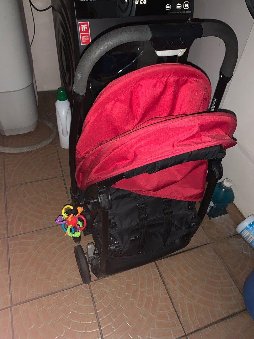 Joie Red Stroller Infant to toddler (Category: Strollers) located in Quezon City. Submitted by lsbi.sale (Listing ID 1359307685, Image 2). Description: Still intact and in good condition. RFS: Baby is now walking. For pickup only at North Olympus Subd., QC MOP: Gcash/BPI .