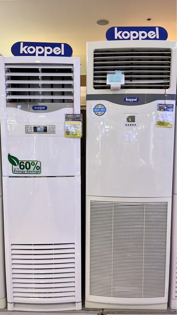 KOPPEL FLOOR STANDING AIR CONDITIONER (Category: Air Conditioning and Heating) located in Quezon City. Submitted by maryann5721 (Listing ID 1359462218, Image 1). Description: KOPPEL NON INVERTER AND INVERTER FLOOR STANDING AIR CONDITIONER Installation cost not yet included - [ ] NON INVERTER - [ ] KFM-36EOW 3TR - [ ] SRP 76,495 - [ ] CASH 64,500 KFM-60EOC 5TR CASH 89,500 - [ ] Inverter - [ ] KV60FM-ARF21CD 3PHASE - [ ] SRP 167,895 - [ ] Cash: 148