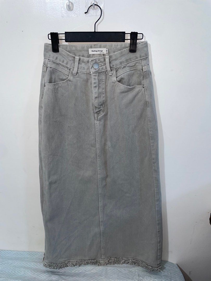 Long Demin Skirt (Category: Skirts) located in Muntinlupa City. Submitted by declutterbyRA (Listing ID 1359456739, Image 2). Description: - sign of usage but still in excellent condition - xsmall - small for reference - my height is 5’0.