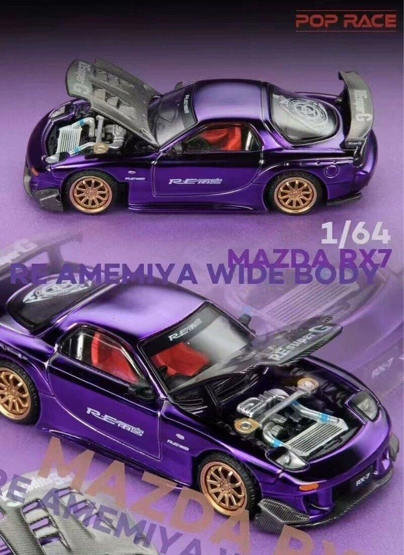 Mazda RX7 RE Amemiya Wide Body Purple Chrome POP RACE XCARTOYS, Hobbies ...