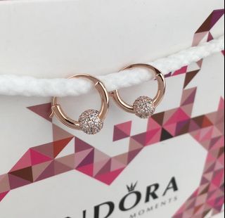 Pandora Pave Bead Hoop Earrings