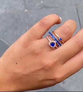 PANDORA SOLITAIRE BLUE/ ETERNITY ROW BLUE AND ELEVATED HEART RING ( ALL SIZES) - 999 EACH.